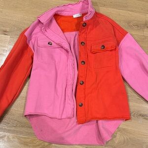 Pink and Red Button-Up Jacket